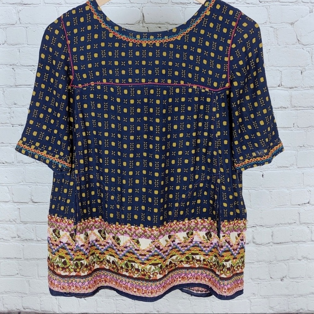 Anthropologie Mina Embroidered Top